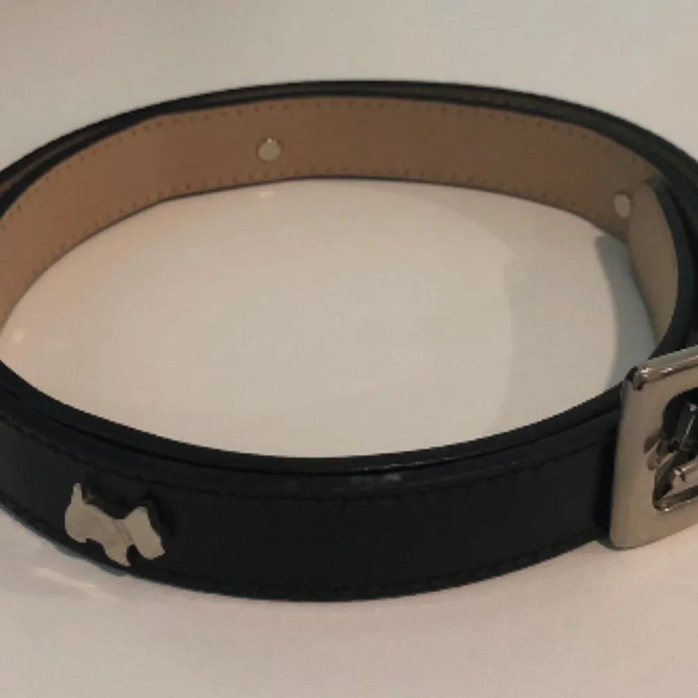 Furla Black Leather Silver Scottie Dog Belt